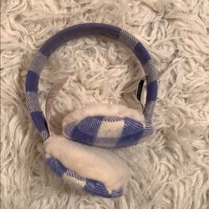 Blue and cream gingham earmuffs